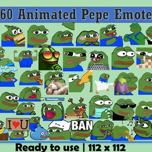 65 Pepega & Kermit Twitch Emotes Pack, Cute Frog Emotes, Pepe Memes Bundle,  Discord,  