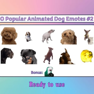 10 Popular Animated Dog Emotes Pack #2 | Twitch Meme Emotes | Discord Emotes | Emotes for streamers and gamers | Emote pack | Dogs | Dance