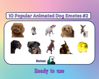 10 Popular Animated Dog Emotes Pack #2 | Twitch Meme Emotes | Discord Emotes | Emotes for streamers and gamers | Emote pack | Dogs | Dance