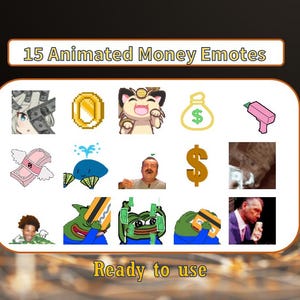 15 Animated money emotes pack | Twitch Emotes | Discord Emotes | Coin emotes for streamers and gamers | Emote pack | meme | hype | flying