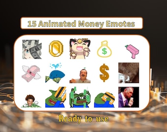 15 Animated money emotes pack | Twitch Emotes | Discord Emotes | Coin emotes for streamers and gamers | Emote pack | meme | hype | flying