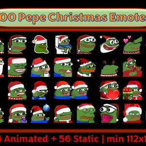100 Pepe Weihnachten Emotes Animiert & Statisch | Twitch Emotes | Discord Emotes | Emotes für Streamer und Gamer | Emote Paket | Meme | Kick