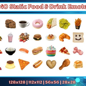 140 Static Food & Drink Emote Pack | Realistic | Twitch Emotes | Discord Emotes | Text emotes for streamers and gamers | Emote pack |