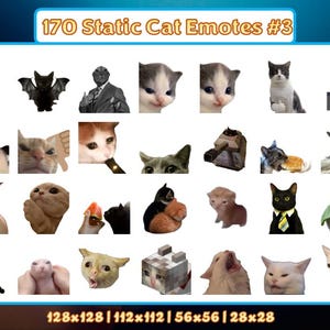 170 Cat Emotes Pack \#3 \| Twitch Emotes \| Discord Emotes \| Cute cat emotes for streamers and gamers \| Funny cat emotes \| Emote \| Funny \| Meme
