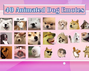 40 Animated dog emotes pack | Twitch Emotes | Discord Emotes | Dog emotes for streamers and gamers | Emote pack