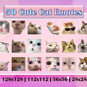 50 Cute Cats Emotes for Twitch and Discord | Twitch Meme Emotes | Discord Funny Emotes | Emotes for streamers and gamers | Emote pack