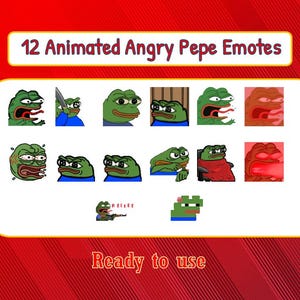 12 Animierte Angry Pepe Emotes Pack + 2 Bonus | Twitch Meme Emotes | Discord Emotes | Emotes für Streamer und Gamer | Emote-Paket
