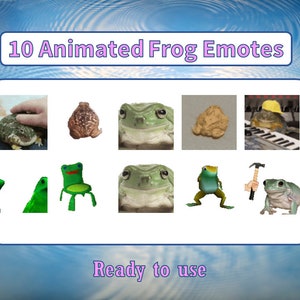 Paket med 10 animerade grod-emotes | Twitch Meme-emotes | Discord-emotes | Emotes för streamers och spelare | Emote-paket | Roligt