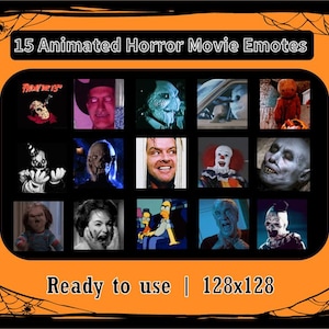 15 Animated horror movie emotes pack | Twitch Emotes | Discord Emotes | Horror emotes for streamers and gamers | Emote pack | spooky | grave