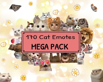 Pakket met 170 kattenemoties | Twitch-emoties | Discord-emoties | Schattige kattenemotes voor streamers en gamers | Grappige kattenemoties | Emotepakket