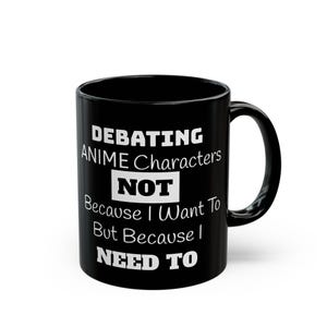 Kubek z postaciami z anime, ceramiczny czarny kubek, zabawny kubek anime 11 uncji, 15 uncji