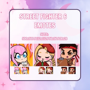 Street Fighter 6 Emote Bundle | Set of three | Cammy | Manon | Ryu | Sticker | Twitch | Streaming | Discord | YouTube | Facebook