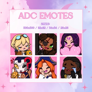 League of Legends ADC Emote Bundle (Ezreal, Samira, Kai&#39;sa, Jhin, Miss Fortune, Lucian) | 6er Set (6) Twitch | Kick | Strahlen