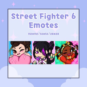 Street Fighter 6 Emote Bundle | Set of three | Chun Li | Juri | Kimberly | Sticker | Twitch | Streaming | Discord | YouTube | Facebook