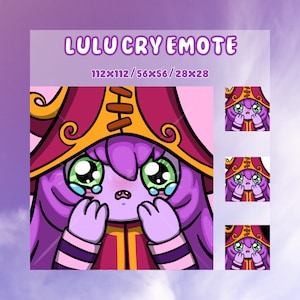 League of Legends Lulu Emote | Cry Emote | Sad | Sticker | Twitch Streaming | Discord | YouTube | Facebook