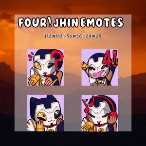 League of Legends Jhin set of FOUR! emotes | Sticker | Twitch Streaming | Discord | YouTube | Facebook | HUH | OwO | Jam