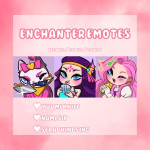 League of Legends Enchanters Emote Bundle (Set of 3) Yuumi, Nami, Seraphine | Sticker | Twitch Streaming | Discord | YouTube | Facebook