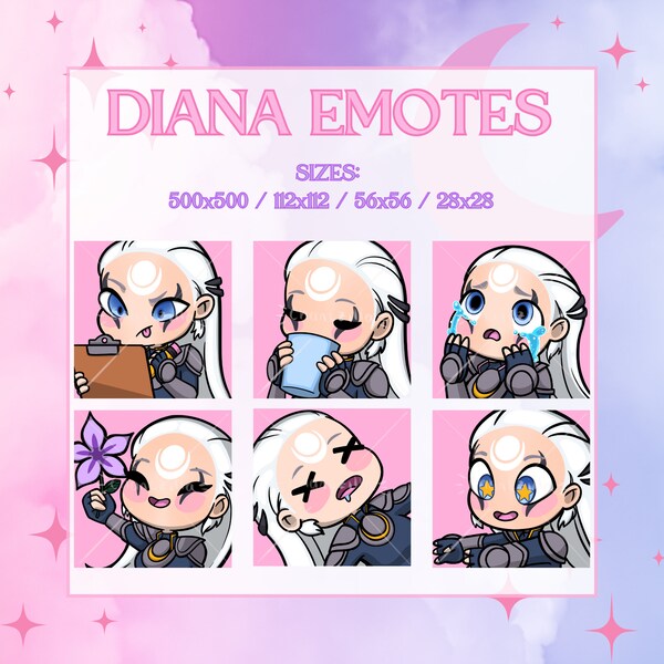 League of Legends Diana Emote Bundle | Set of six (6) | Sticker | Twitch Streaming | Discord | YouTube | Facebook | Kick