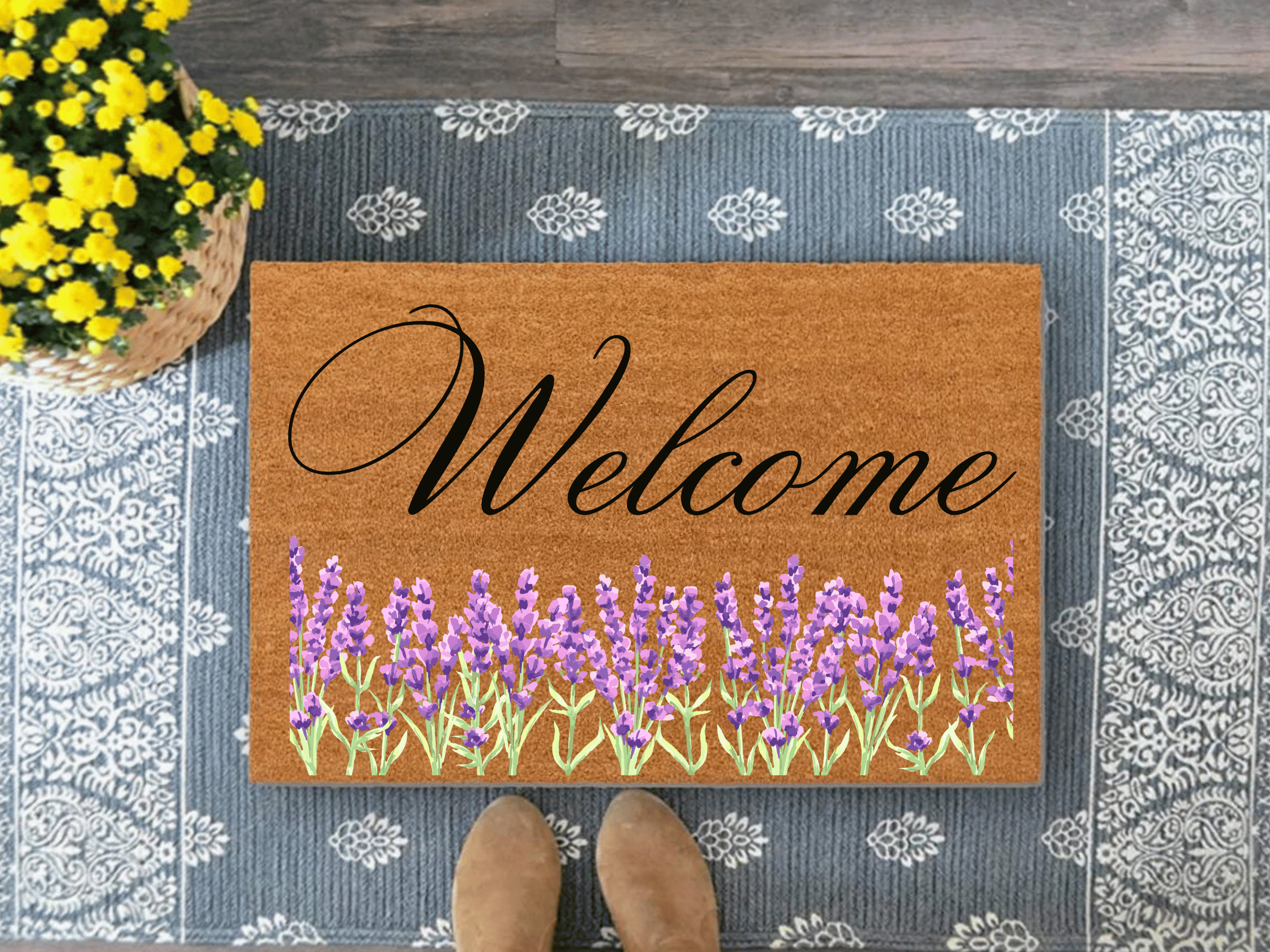 Grey Petal Doormat Floral Doormat Indoor/outdoor Mat Housewarming Gift New  Home Decor Floral Pattern Housewarming Gift 60x40cm 
