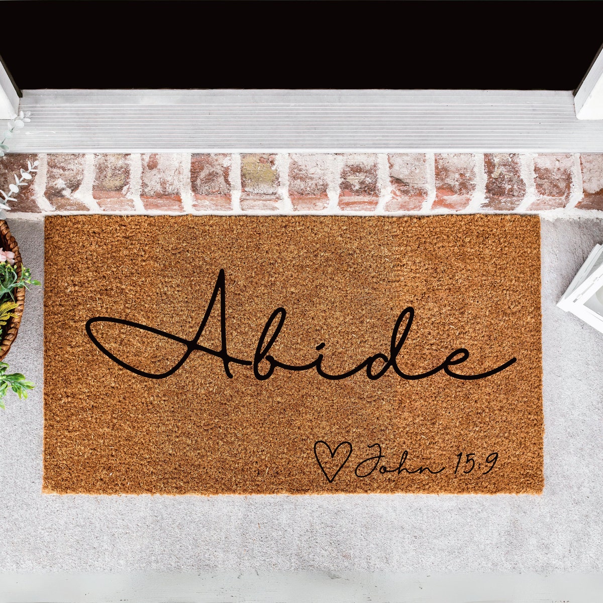 Abide Welcome Mat, Christian Door Mat, Faith Based Porch Decor, Bible Verse Entrance Mat, John 15 Doormat, Housewarming Gift, Inspirational - Etsy