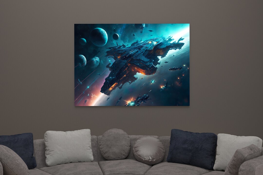 Epic Space Battle Art Print, Sci-fi Wall Decor (digital Download) - Etsy UK