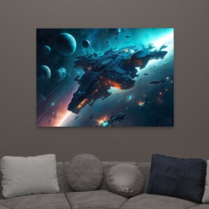 Epic Space Battle, Digital Art Print, Digital Download, AI Art, AI Generated, Wall Art, Printable