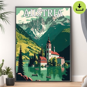Retiro alpino de Austria: Póster descargable digital / Impresión de arte de pared de alta calidad para decoración del hogar / Descarga instantánea