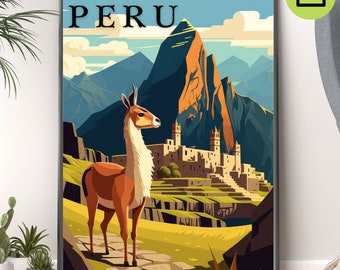 Majestic Peru: pôster digital de viagem para download da paisagem deslumbrante do Peru