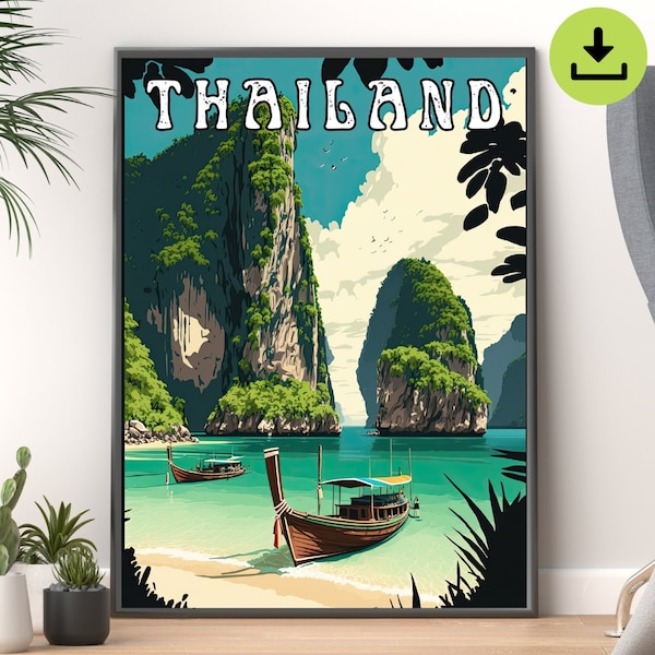 Thailand's Phi Phi Islands Digital Downloadable Poster, Tropical Paradise | High-Quality Wall Art Print for Home Decor | Instant Download