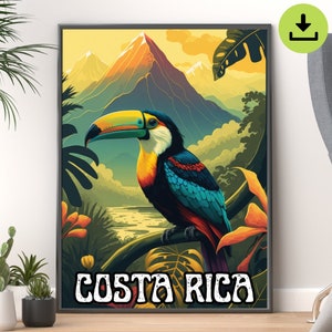 Costa Rica Toucan Jungle Digital Downloadable Poster | High-Quality Wall Art Print for Home Decor and Nature Lovers | Instant Download