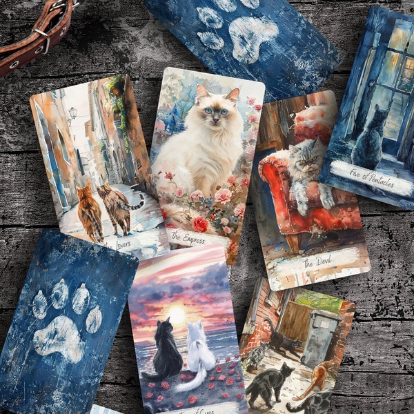 Tarot Deck | Cat Tarot Deck | Paw Print Prophecy Tarot Deck | Unique Tarot Cards | Indie Tarot | Beginner Tarot Oracle | Tarot Cards Deck