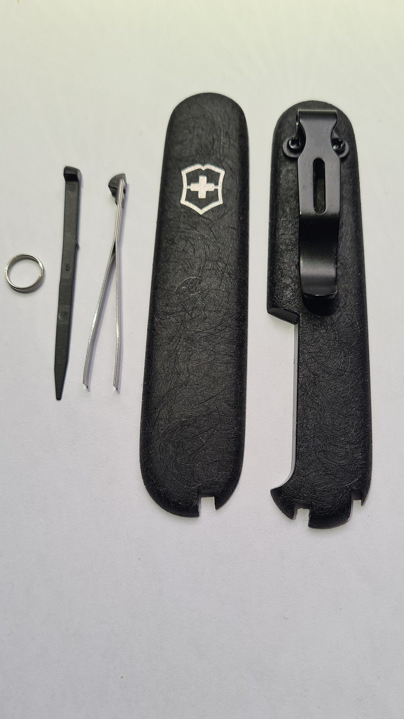 Custom Victorinox Swirl effect 91mm Plus Scales With Clip & Black tweezers /Black toothpick/split ring image 1