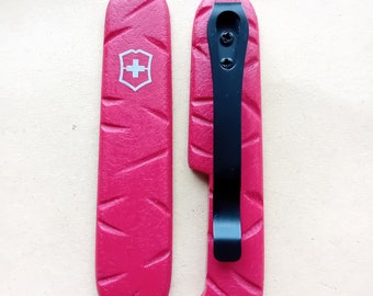 Custom Victorinox  91mm Notched sanded with clip   Each set  will vary ..not symmetrical markings#see details