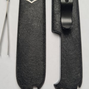 Custom modified Victorinox (genuine)Swirl effect  91mm Plus Scales With Clip & Black tweezers /Black toothpick/split ring