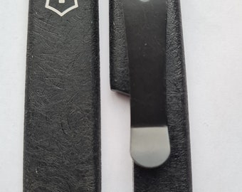 Custom 91mm Victorinox Swirl sanded  plus Scales With various  clips