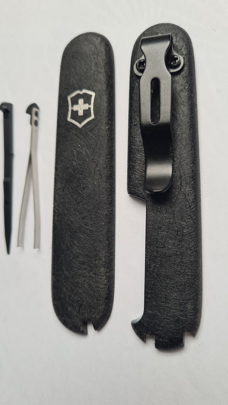 Custom Victorinox Swirl effect 91mm Plus Scales With Clip & Black tweezers /Black toothpick/split ring image 2