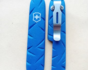 Custom Victorinox  91mm Notched sanded with clip   Each set  will vary ..not symmetrical markings#see details