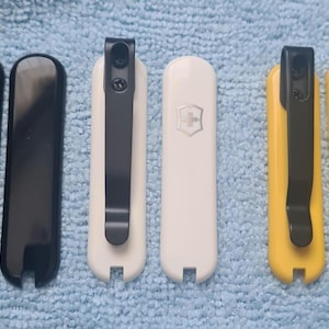 Custom modified (SAK) victorinox (genuine)58mm scales with clip. various  colours. Black clip