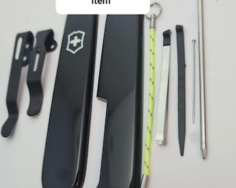 Custom modified Deep Grain effect genuine Victorinox sak 91mm Plus Scales + Clip & Pen Pin Black tweezers /Black toothpick ##The only seller