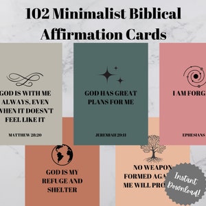 Tarjetas minimalistas de afirmación bíblica / Tarjetas de las Escrituras que empoderan la baraja de cartas de afirmación / Afirmaciones cristianas / Tarjetas de verdad bíblica