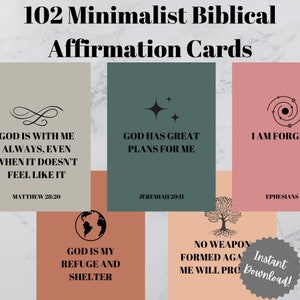 Minimalist Biblical Affirmation Cards | Scripture Cards Empowering Affirmation Card Deck | Christian Affirmations | Biblical Truth Cards
