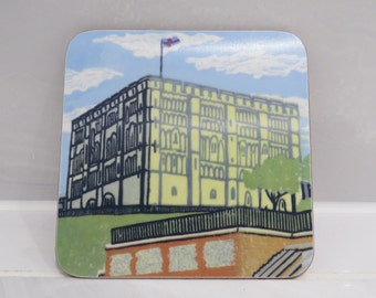 Norwich Castle Coaster * Norwich Drinks Mat * Gift for Him * Gift for Her * Lino Print * Lino Cut * Norwich Scene * Birthday * New Home *