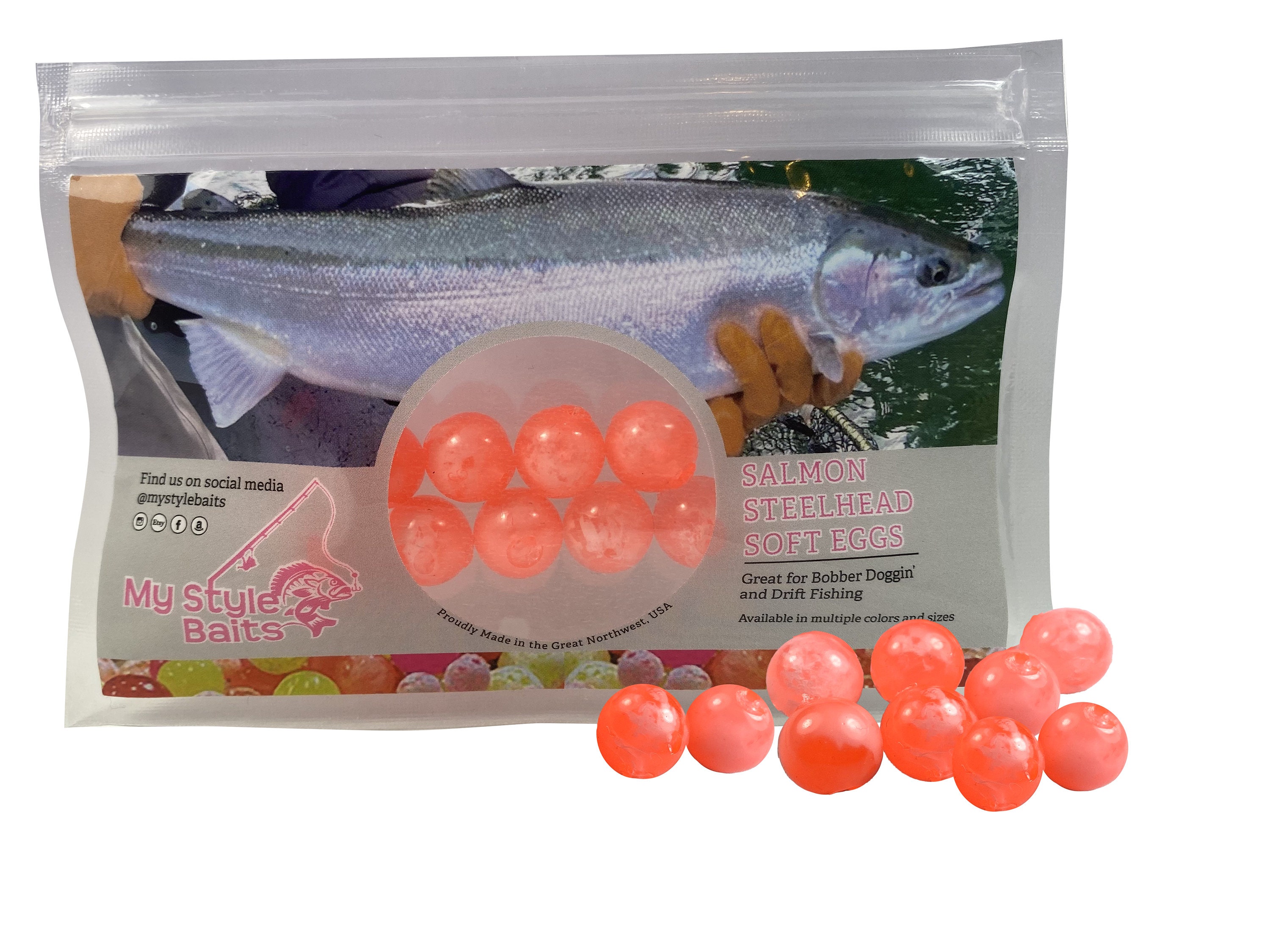 My Style Baits Fishing Beads ,12pcs Round Fishing Eggs Freshwater, Soft  Salmon Steelhead Eggs 
