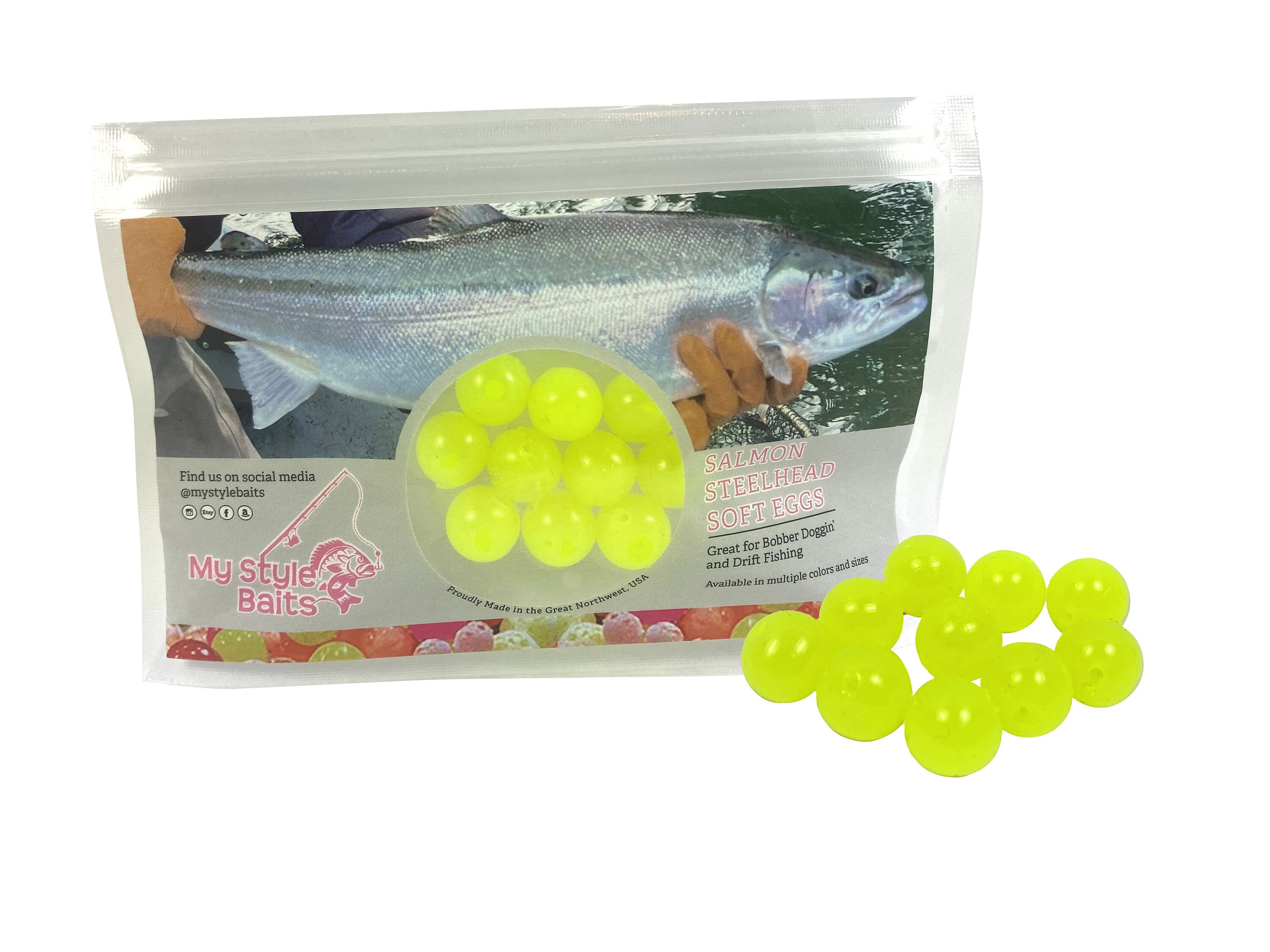 My Style Baits Fishing Beads ,12pcs Round Fishing Eggs Freshwater, Soft  Salmon Steelhead Eggs 