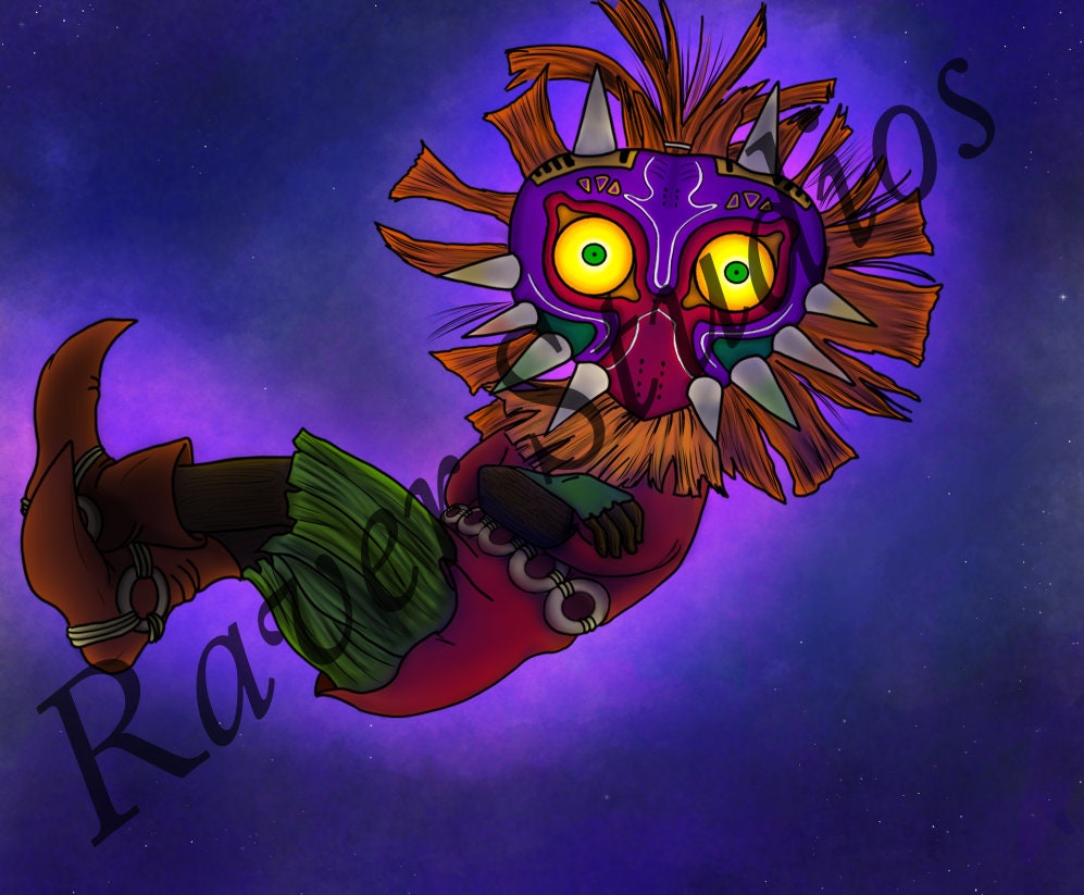 Skull Kid Majora's Mask Digital Art Illustration Colored Digital Art SVG 