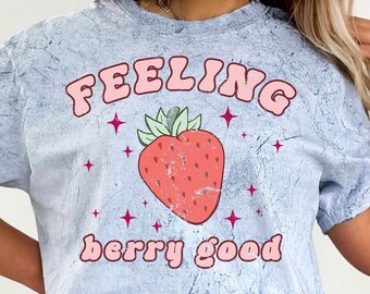 Feeling Berry Good PNG - JPG, Strawberry Sublimation, Design Download, Strawberry Png, Cute Png, Popular Png Files, Retro Summer Png Digital