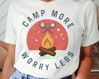 Camping PNG, Camp More Worry Less PNG, Camping Sublimation, Sublimation Designs, Summer Png, Summer Sublimation, Camping Clip Art, Campfire