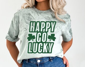 Happy Go Lucky PNG - JPG, St Patricks Day Png, Saint Patricks Sublimation Png, Happy Go Lucky Shirt Png, Clover Png, Shamrock Png, Lucky Png
