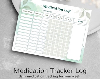 Medication Log Medication Tracker Printable Medication List Tracker Daily Weekly Medication Chart Caregiver Log Medicine Dosage Tracker Pet