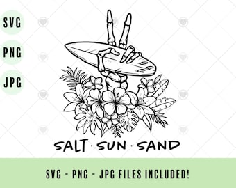 Sun Salt Sand SVG, Beach Svg, Summer Svg, Summer Vibes Svg, Sublimation Designs, Retro Skeleton Svg, Beach Life Svg, Trendy Svg